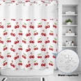 thumbnail image 4 of No Hook Shower Curtain with Built-in Rings - Red Vintage Cherry Washable Waterproof Fabric Bathroom Curtains for Hotel,Rentals, 66 X 72 Inch Long , Watercolor Fruit Pattern White Green, 4 of 9