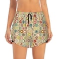 thumbnail image 2 of Xecao's Retro Geometry for a double-layer running short for women, perfect for gym, tennis, and more, featuring a convenient pocket., 2 of 9