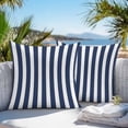 thumbnail image 3 of Throw Pillow Covers 16x16 Inch Set of 2, Navy Blue Striped Waterproof Outdoor Pillow Covers, Modern Farmhouse Blue White Stripes Decorative Cushion Pillowcases for Couch, Sofa, Bed, Garden, Patio, 3 of 9