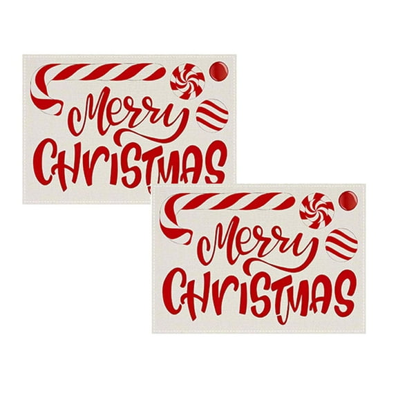 2Pack Red Christmas Candy Placemats White Cute Candy Canes Table Mat Linen Burlap Washable Double Heat Insulation For Dining Table Kitchen Table Placemat Home Decor