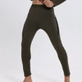 thumbnail image 5 of QSAWXQZ Men's Thermal Fleece Lined Base Layer Elastic Waist Color Block Warmer Leggings for Workout Olive Green S, 5 of 8