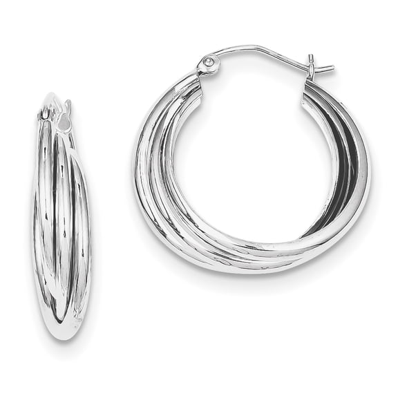 Primal Silver Sterling Silver Rhodium Plated Hoop Earrings