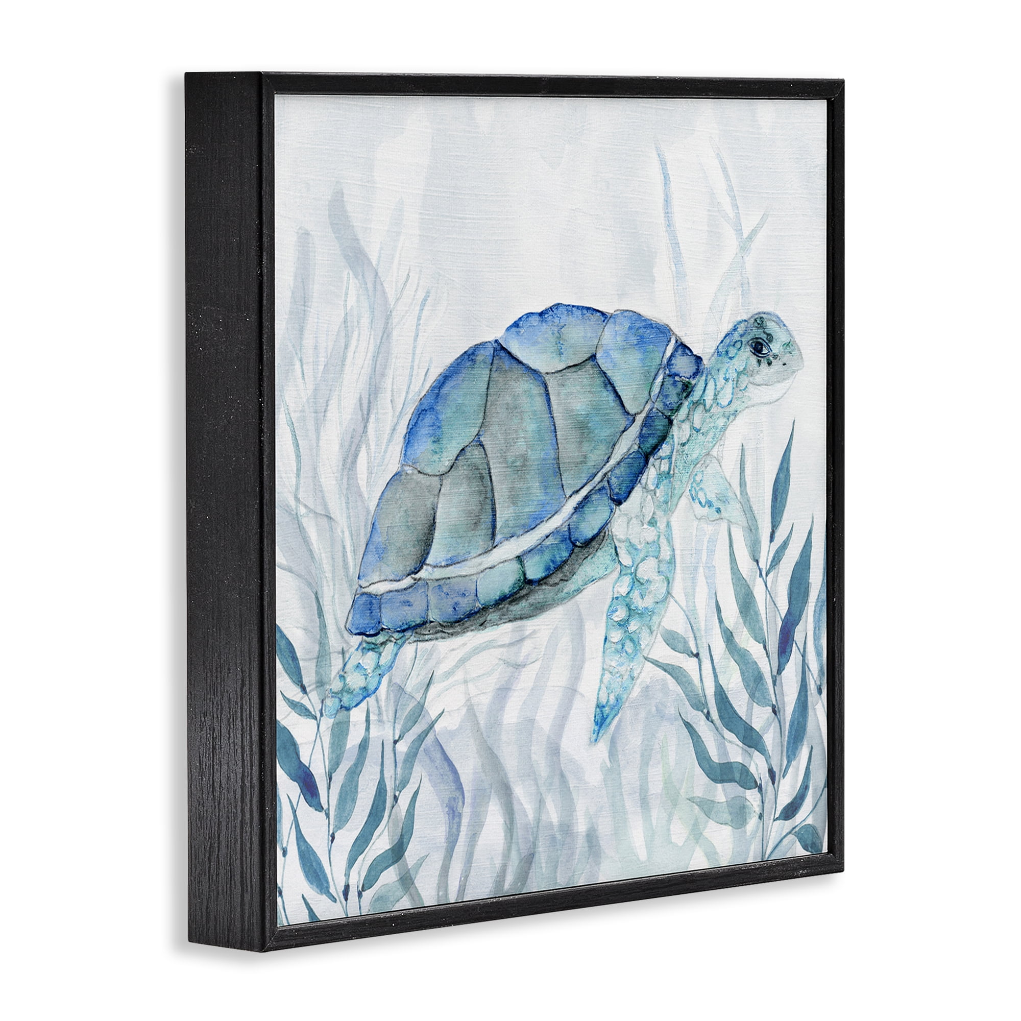 Stupell Industries Smiling Turtle Gaze Black Framed Giclee Art, design by Janet Tava