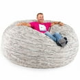 thumbnail image 3 of Jaxx  Gigantic Mega Saxx Bean Bag Chair and Lounger For Adults Luxe Faux Fox Fur - Silver Fox Jumbo, 3 of 4