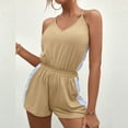 thumbnail image 4 of Fengqque Jumpers for Women with Overalls Casual Jumpsuits Plus Size Summer Solid Color Sling V-Neck Bodysuit Jumpsuit, 4 of 8