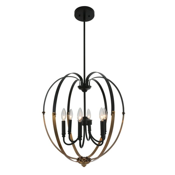 Chloe Lighting Winona 6-Light Metal Hanging Ceiling Pendant in Black/Brass