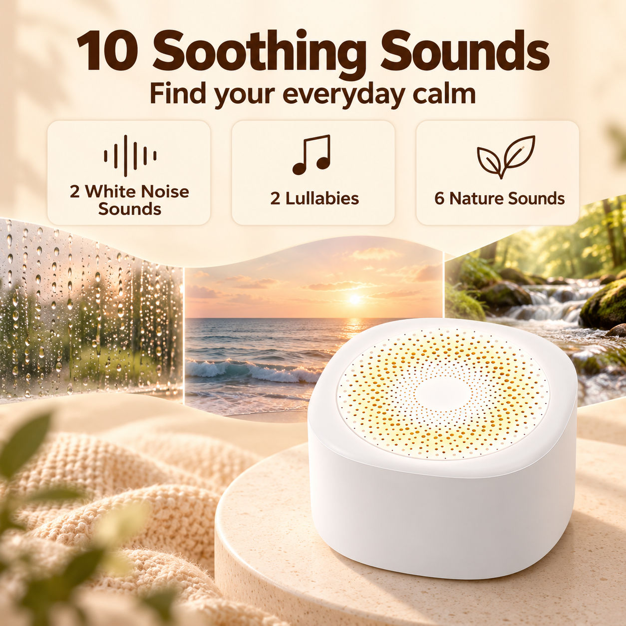 Awpmdmr Mini Sound Machine, Portable White Noise, Brown photo 2