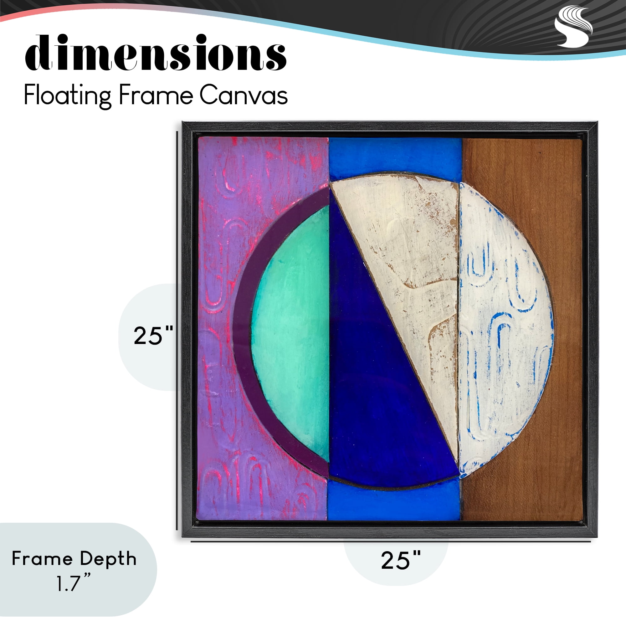 Stupell Industries Structured Blue & Purple Circle Black Framed Floater Canvas Wall Art, design by Matthew Finger