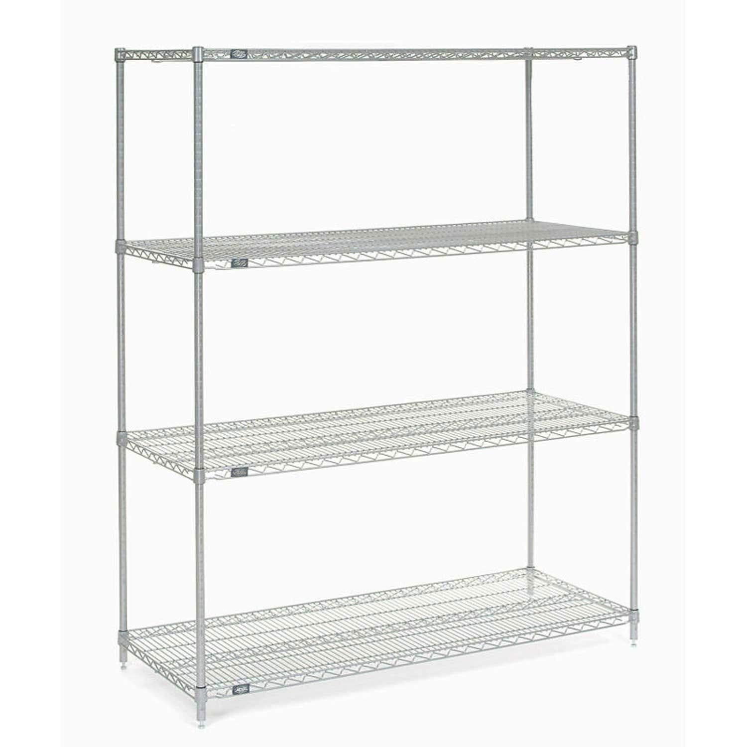 Nexel 5 Shelf Chrome Wire Shelving Unit Starter 60""W x 24""D x 63""H