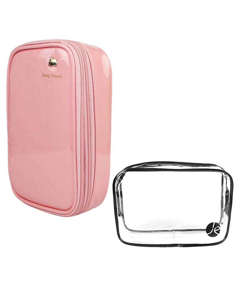 Yesbay Cosmetic Bag Double Layer Large Capacity Waterproof Men Women Smooth  Zipper Toiletry Bag Handbag for Travel 