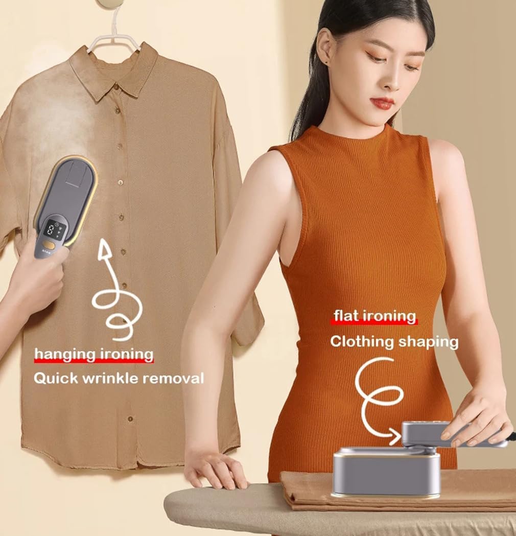 Koudindg Foldable Handheld Travel Steam Iron for Clothes - Ceramic Plate, Wet & Dry Garment Steamer (Electric)