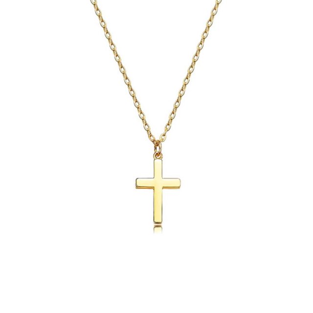 Collar de cruz con diamantes completos Cadena de clavícula para mujer Collar colgante de oro de 14 quilates para mujer