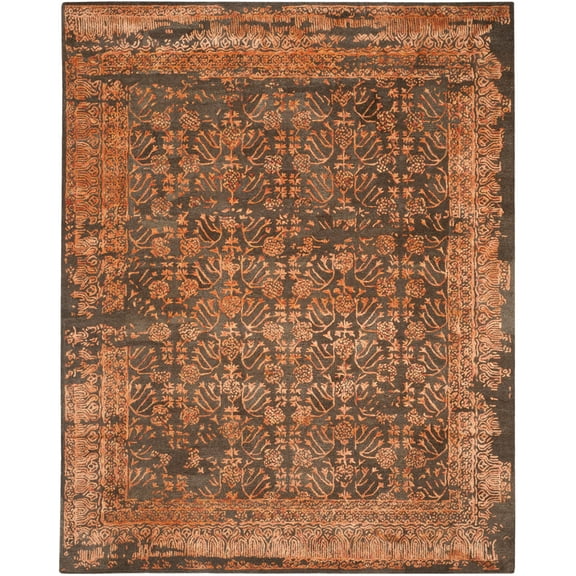 SAFAVIEH Sapphire Alannah Floral Bordered Area Rug, Light Brown/Rust, 8' x 10'