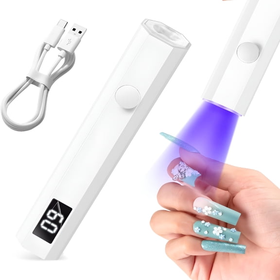 RAGUPEL Uv Light for Nails Handheld Flash Cure Light 3W Portable Led Lamp with 2 Timer Settings 20/60S for Home Diy Salon Women Gel Polish (White)