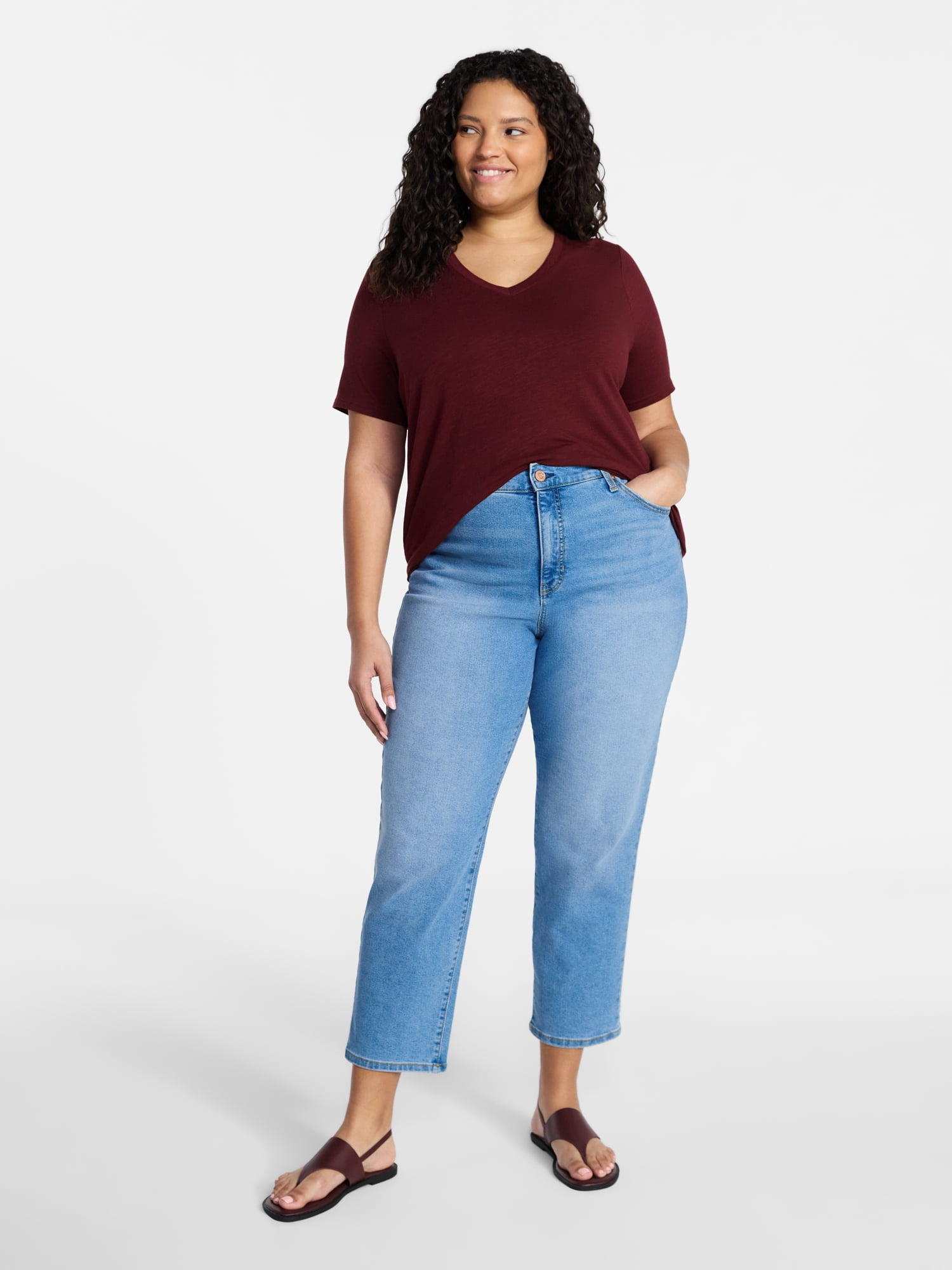 Terra & Sky Women's Plus High Rise Straight Jeans, Sizes 16W-28W