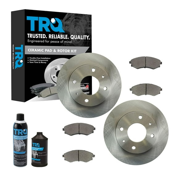 TRQ Front Disc Brake Pad & Rotor Kit w/Chemicals for Elantra Tiburon BKA15907