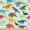 thumbnail image 2 of Ambesonne Dinosaur Fabric by the Yard Upholstery, Jurassic Animals Pattern, 10 Yards, Olive Green and Pale Orange, 2 of 5