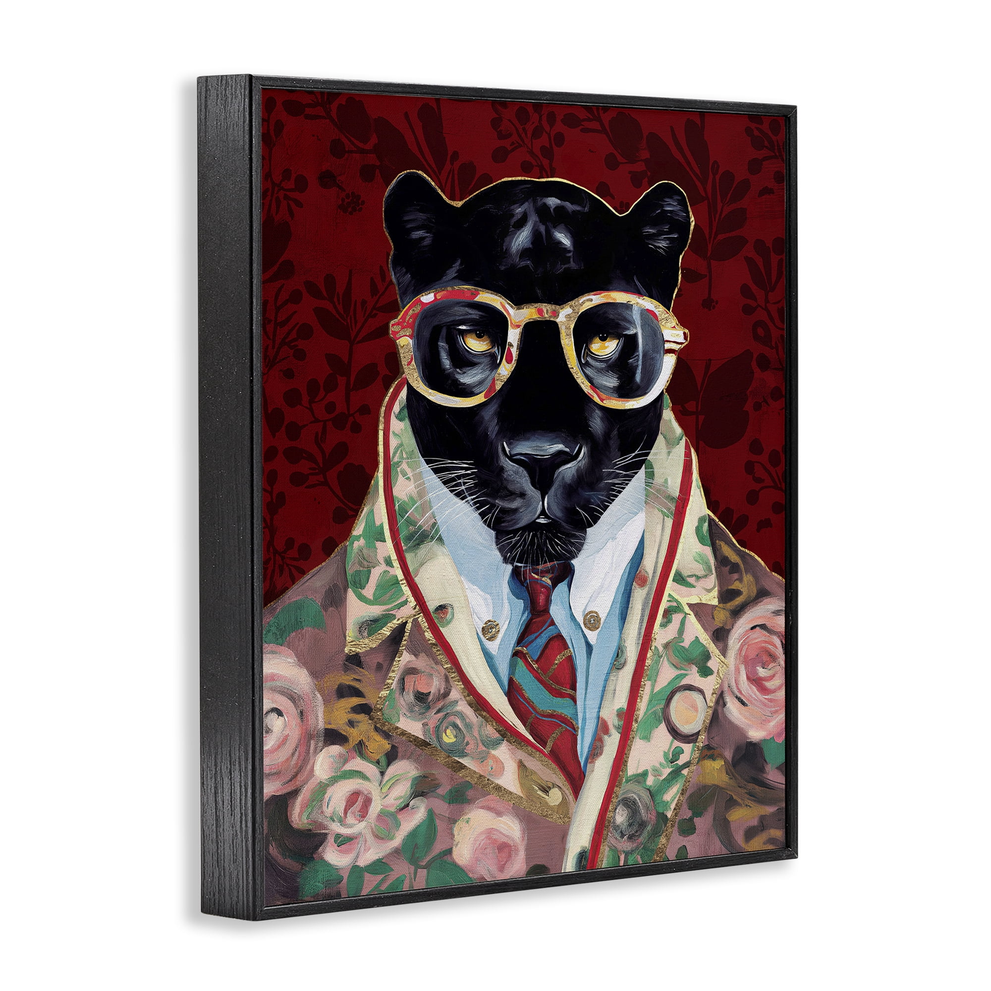 Stupell Industries Fashionable Scarlet Panther Black Framed Giclee Art, design by Svetlana Aleynikova