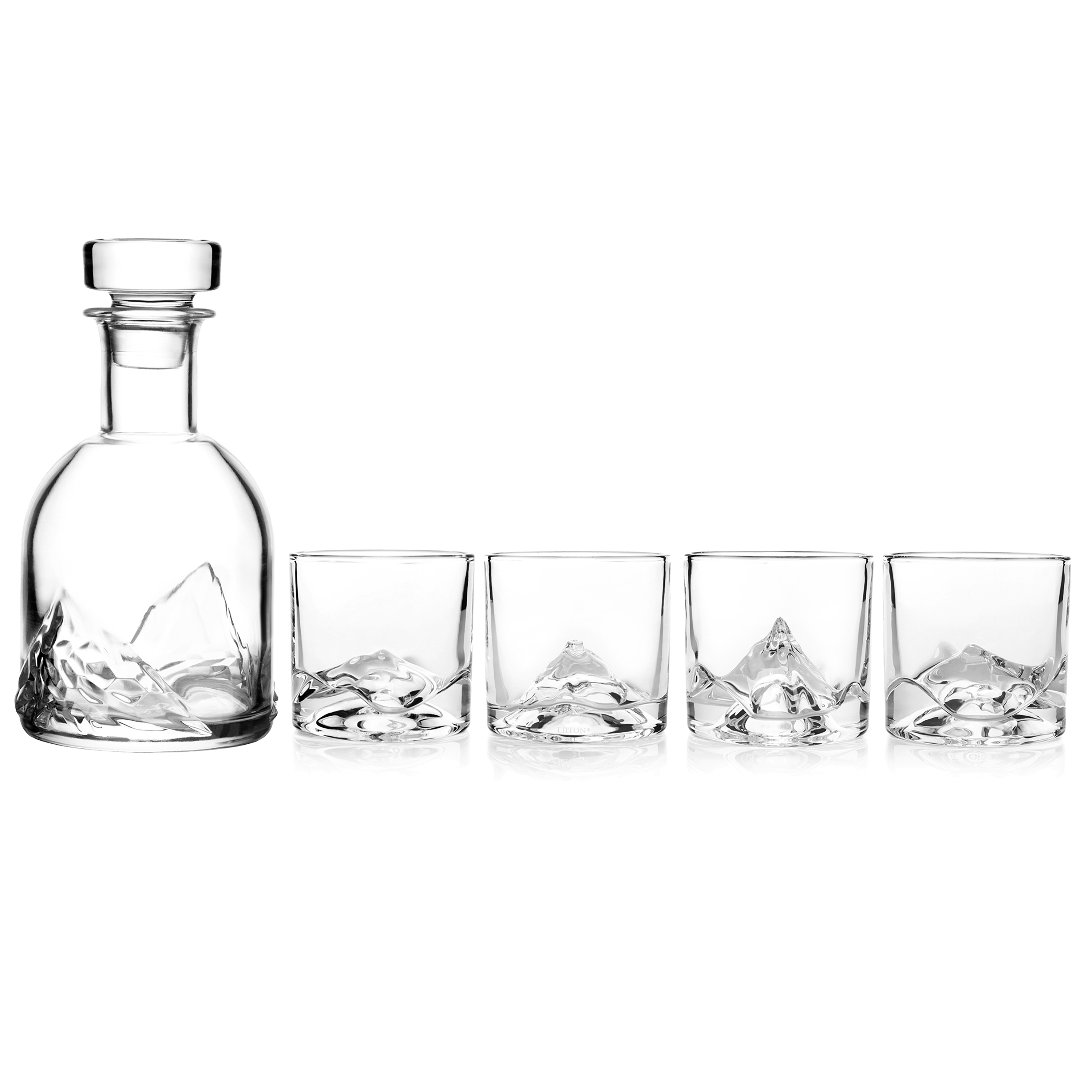 LIITON The Peaks Crystal Whiskey Decanter Set with Glasses