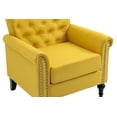 thumbnail image 6 of Mid-Century Modern Accent Chair with Solid Wood Legs, Button Tufted Armchair with Nailhead Decoration, Upholstered Leisure Sofa for Living Room, Bed Room and Office, Yellow, 6 of 7