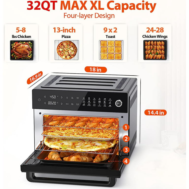 32 QT Digital Toaster Oven Air Fryer Combo, Kitchen in the box Convection  Oven Countertop, 19-in-1 Smart Airfryer, Pizza Oven with, Toast Bake and