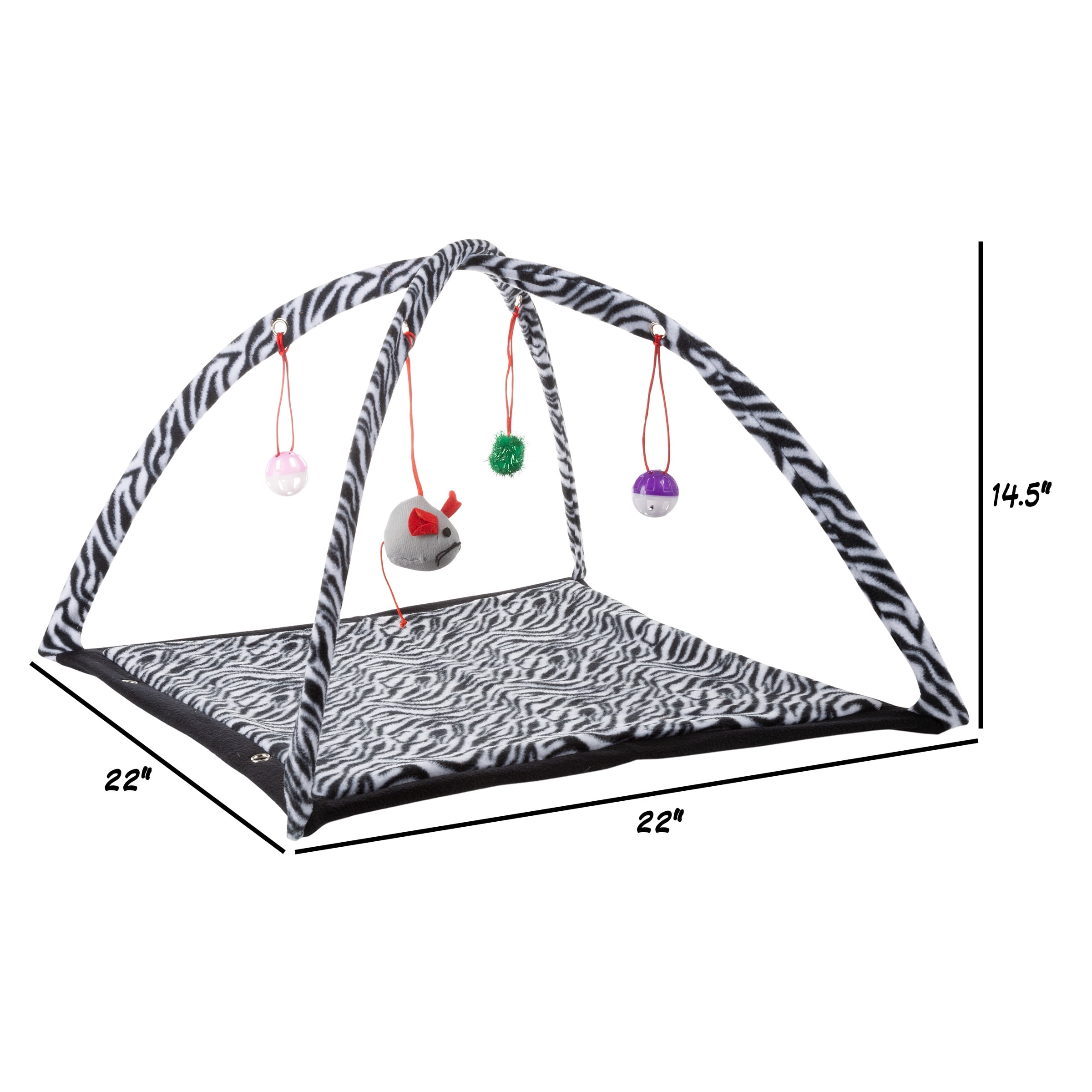 PETMAKER Foldable Cat Activity Center with 4 Hanging Toys (Zebra Print)