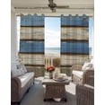 thumbnail image 6 of Blue Beige Wood Grain Blackout Curtains for Bedroom Living Room Darkening Curtains 63 Inches Long Modern Shabby Chic Board Window Curtain 2 Panels Set Window Treatment Grommet Drapes 52"x63", 6 of 9