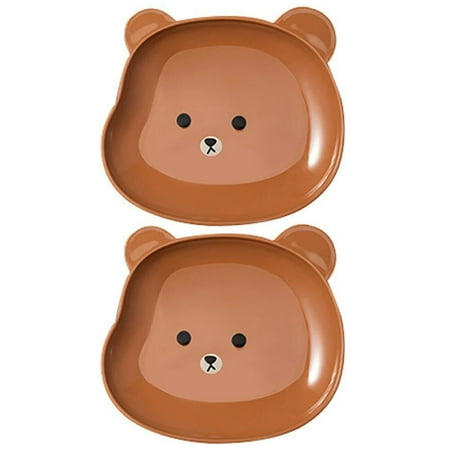 

FaLX Cartoon Bear Shape Snack Plate - 2Pcs of Easy to Clean Plastic Dish Plates for Sauces Snacks and Dinnerware