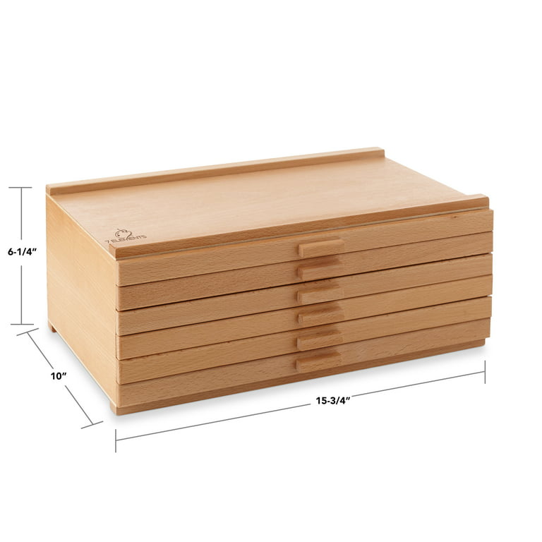 7 Elements 6 Drawer Wooden Artist Storage Supply Box for Pastels, Pencils,  Pens, Markers, Brushes and Tools 