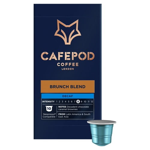 CafePod Decaf Brunch Blend Nespresso Compatible Aluminium Coffee Pods, 10 pods per pack, British Import (Pack of 3)
