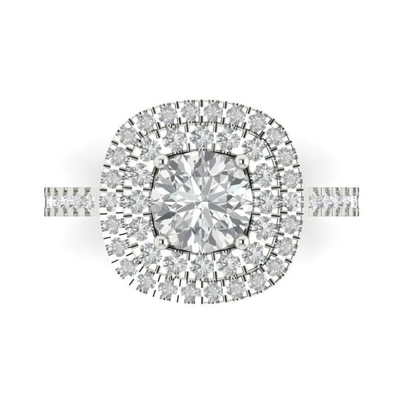 Solitaire with Accents Engagement Ring for Women - 1.615ct White Sapphire in 14K White Gold Promise Ring