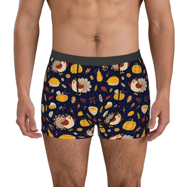 Balery Turkey And Autumn Calzoncillos bóxer para hombre, ropa interior de algodón suave y transpirable con cinturilla de nailon-Large