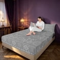thumbnail image 3 of Homewish Boho Sun Moon Bed Sheets, Victorian Damask Aztec Full Size Sheets, Gray, 4-Piece, 1 Flat Sheet, 1 Fitted Sheet and 2 Pillowcases, 3 of 6