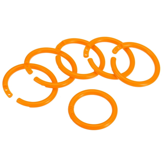 Unique Bargains 1.4' OD 1.1' ID Loose Leaf Rings Binder Ring Plastic for Book DIY Scrapbook Notebook, Orange 50 Pack