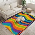 thumbnail image 2 of Area Rugs 3'x5', Abstract Minimalist Art Carpet Runner Indoor Outdoor Rugs Home Decor Aesthetic, Colorful Fluid Wave Stripes Boho Non Slip Mats Washable Accent Rug for Living Room Bedroom, 2 of 6