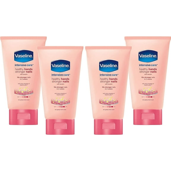 Vaseline Intensive Care Healthy Hand & Nail Conditioning Hand Cream, with Keratin, 2.5 Ounce Pack of 4