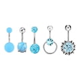 thumbnail image 4 of 5x Piercing del botón del vientre, perforación del ombligo, 10 mm, acero corto, inoxidable, moderno, 1.6 mm, para mujeres, piercing de ombligo curvo, piercing en el ombligo Azul, 4 of 8