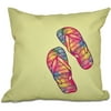 Simply Daisy 16" x 16" Rainbow Flip Flops Geometric Print Pillow, Green