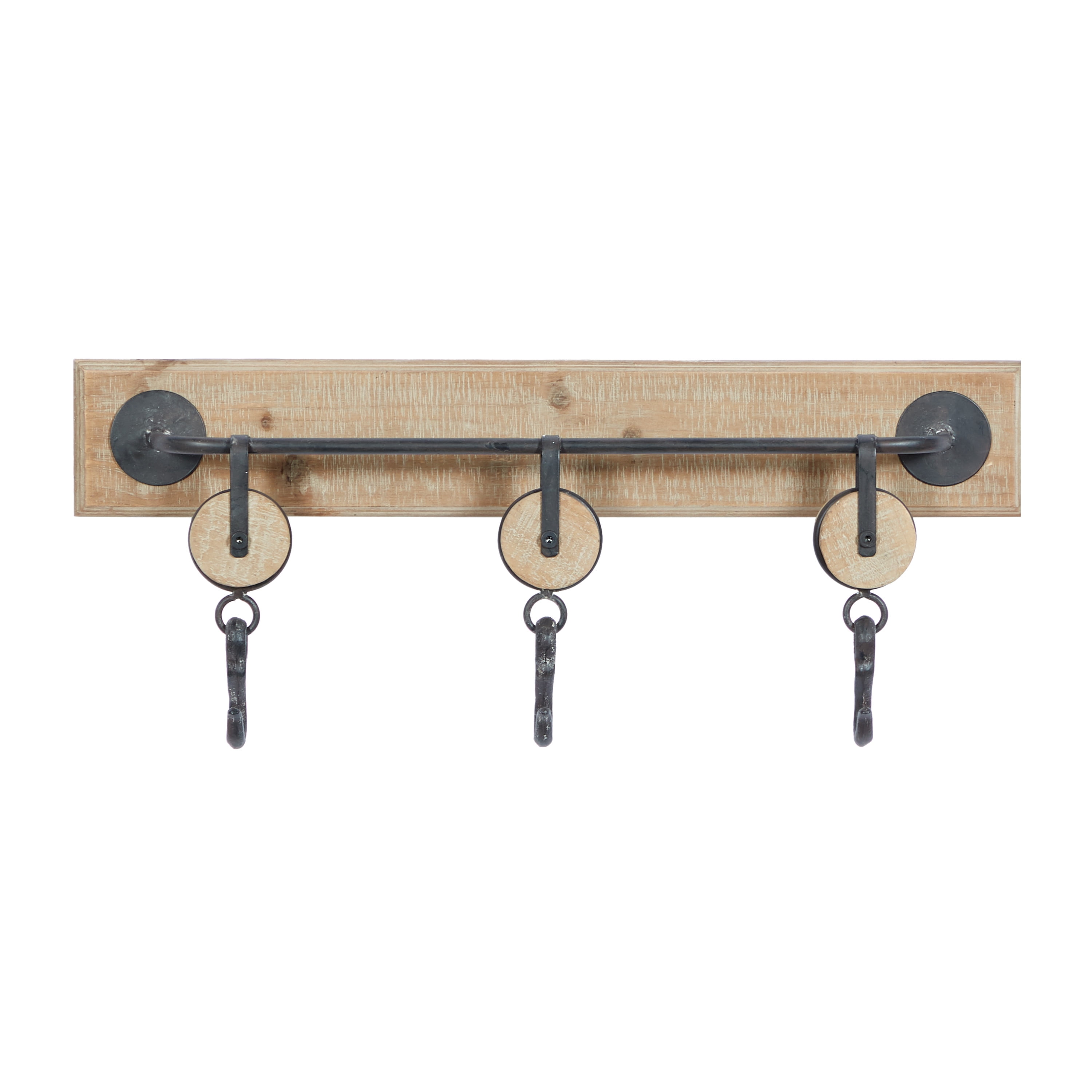 DecMode Brown Wood Industrial Wall Hook