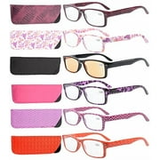 6-Pack Spring Hinges Colorful Patterned Reading Glasses Women Include Computer Readers +0.5