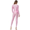thumbnail image 2 of CHICTRY Womens Metallic Long Sleeve T-Shirt&Leggings Set 2Pcs Sports Dance Outfit Yoga Fitness Clothes Pink L, 2 of 6