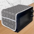 thumbnail image 1 of Geometric Microwave Oven Cover, Simple Modern Art Repetition with Nested Squares Striped Look Pattern, Water Resistant Organizer with Pockets for Kitchen, 36" x 12", Charcoal Grey White, by Ambesonne, 1 of 4