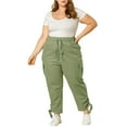 thumbnail image 4 of Unique Bargains Women's Plus Drawstring Elastic Activewear Cargo Pants, 4 of 7