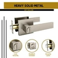 thumbnail image 3 of Mega Handles - Robell Entry Combo I Entry Lever Door Handle And Single Cylinder Deadbolt Lock And Key Combo Pack - Heavy Duty Square Locking Lever Set For Left Or Right-Handed Doors - Satin Nickel, 3 of 4