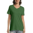 thumbnail image 5 of Women's V Neck Short Sleeve Slim Fitted T-Shirt Stretchy Bodycon Basic Top Casual Active Tee, 5 of 7