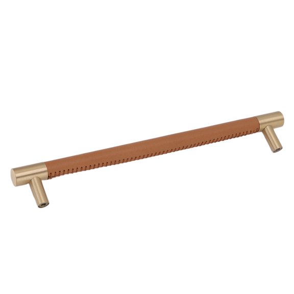 Brass  Leather Cabinet Pull, 224mm Hole Pitch, Modern Nordic Style Handle With Screws