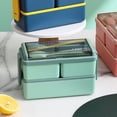 thumbnail image 4 of Lunch Organizer,Green Bento Box,Bento Box Two Layers Green with Divider Plastics Microwave Safe Lunch Container for Picnic, 4 of 5