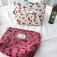 thumbnail image 2 of 2 uds bolsa de maquillaje de terciopelo rosa flor bolsa de cosméticos para mujer, bolsas de maquillaje de lona de gran capacidad accesorios de bolsa de aseo de viaje, 2 of 5