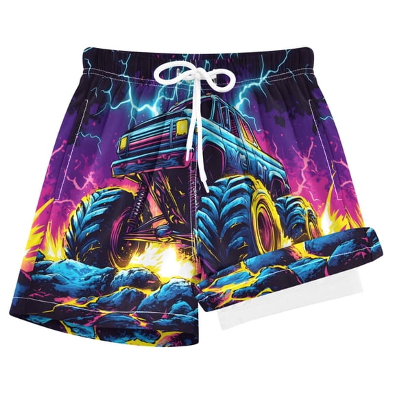 joogoo Monster Truck Lightning Boys Swim Trunks Beach Swimsuit Shorts Boxer 8Y