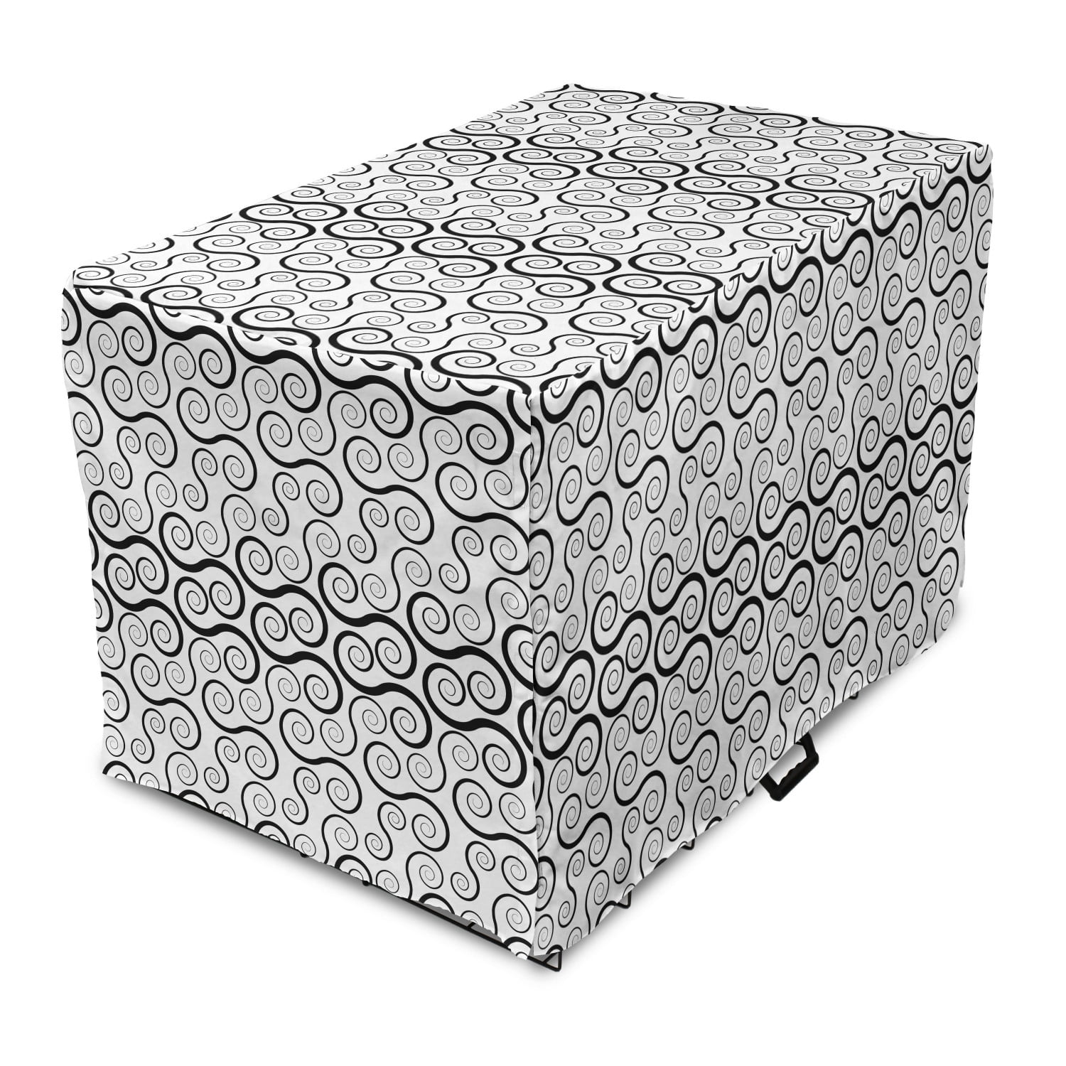 Abstract Art Dog Crate Cover, Swirly Geometric Minimalist Tones Curly ...